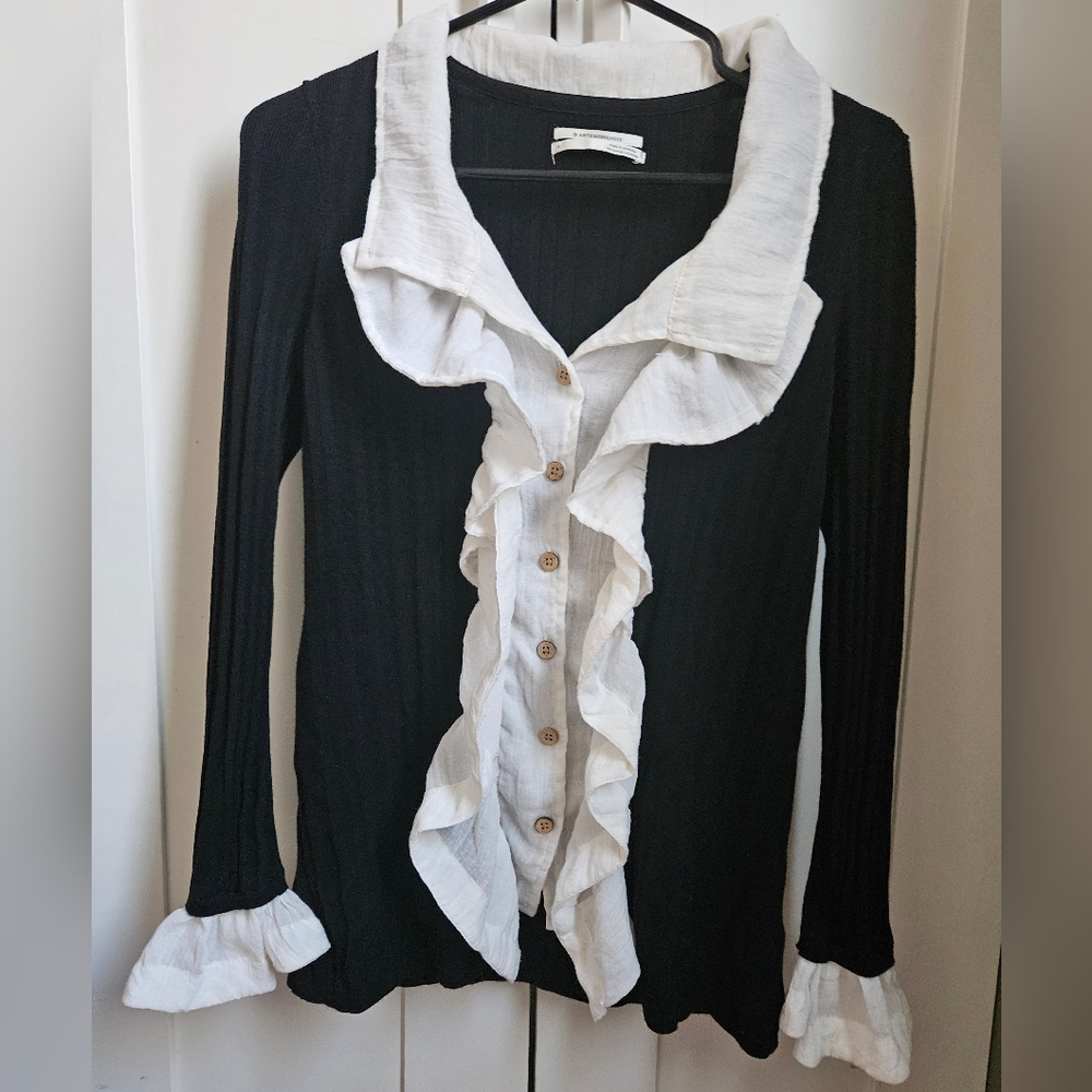 Anthropologie Black Ribbed Knit Cardigan